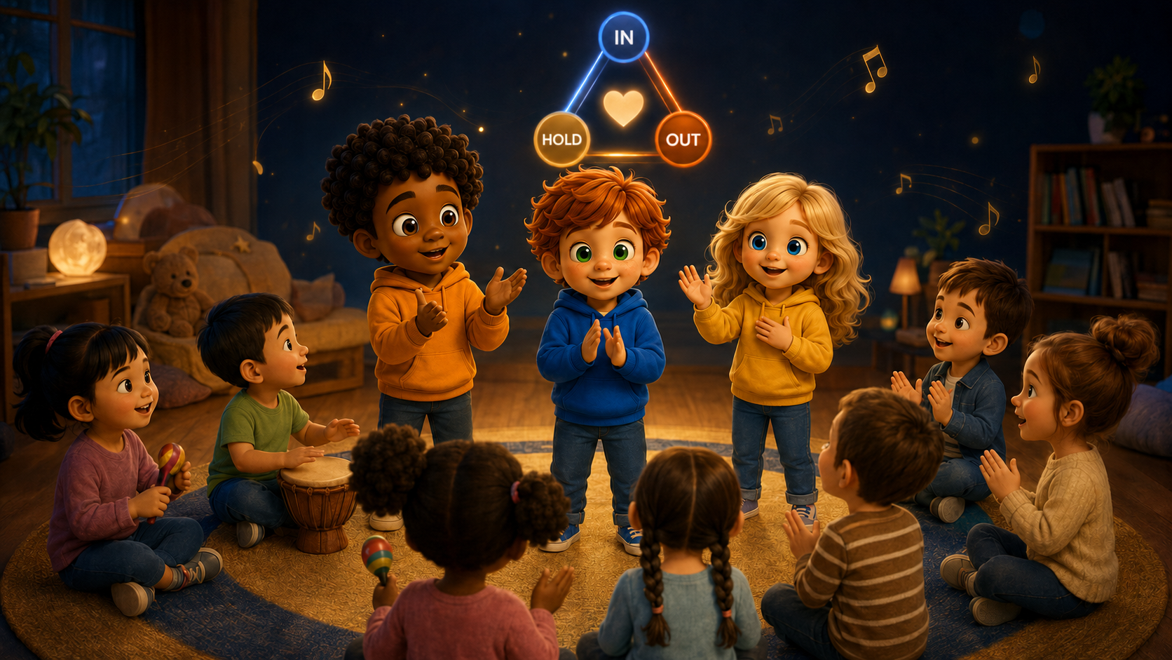Children taking part in a shared Doh Ray and Me music and breathing activity