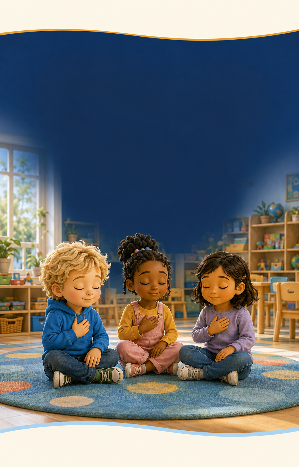 Children taking part in a shared early-years breathing practice
